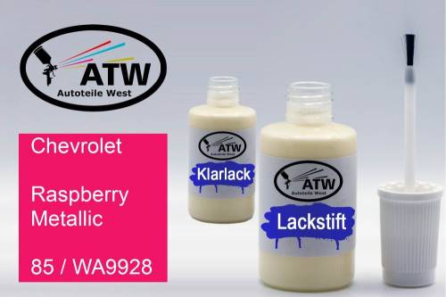 Chevrolet, Raspberry Metallic, 85 / WA9928: 20ml Lackstift + 20ml Klarlack - Set, von ATW Autoteile West.